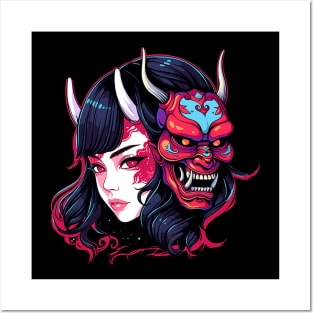 oni mask Posters and Art